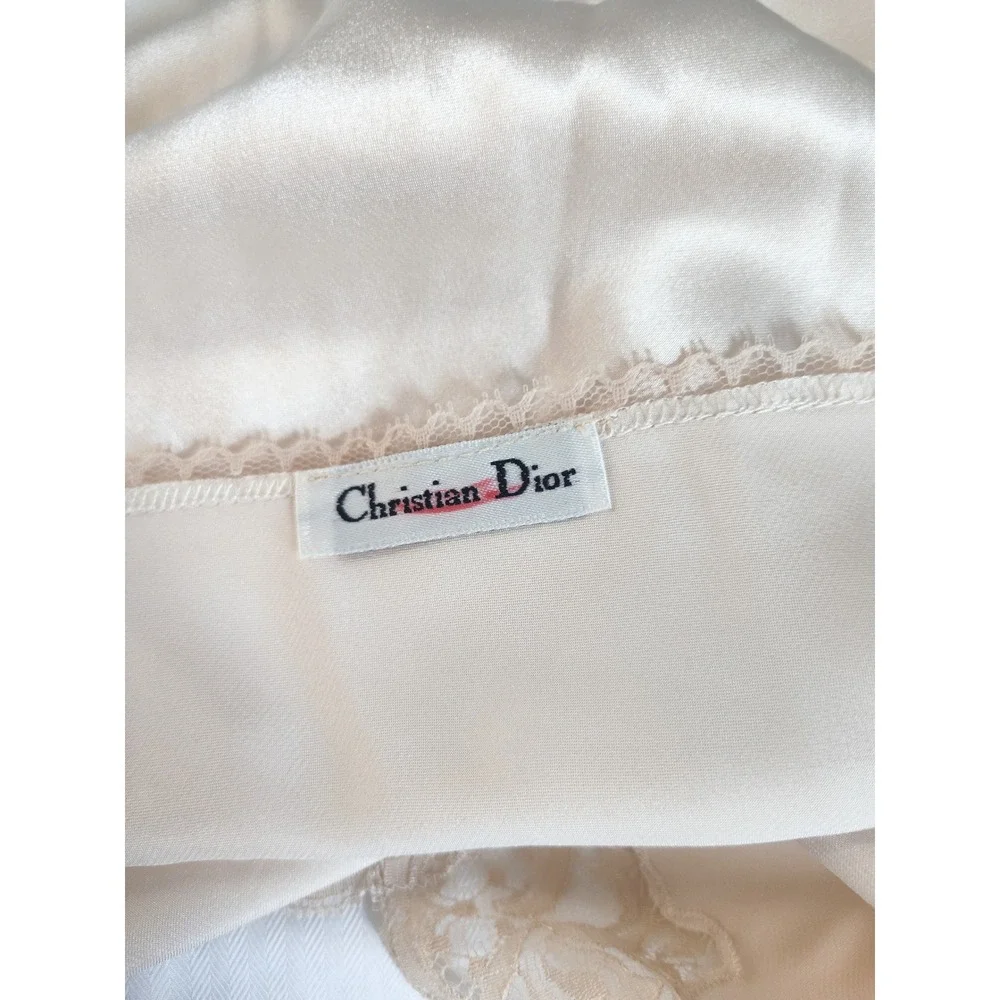 Vintage Christian Dior Cami Small Satin Lace Trim USA Made Lingerie Top Coquette